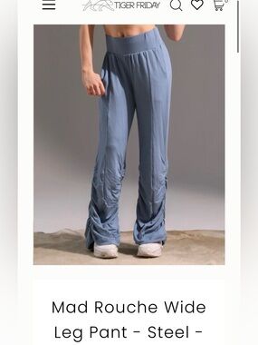 TIGER FRIDAY Girls Mad Rouche wide Leg Pant - Steel CL
